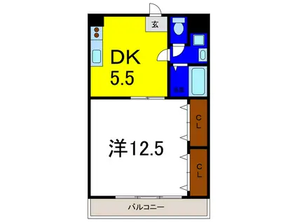 ルミナス原(1DK/3階)の間取り写真