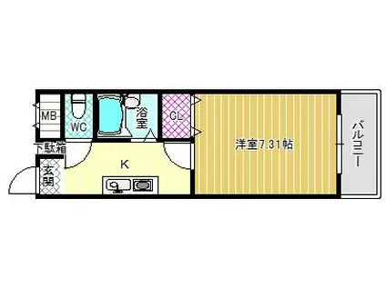 D・H白鳥ビル(1K/3階)の間取り写真