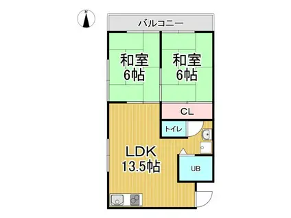 ジョンメゾン城ヶ堀(2LDK/2階)の間取り写真
