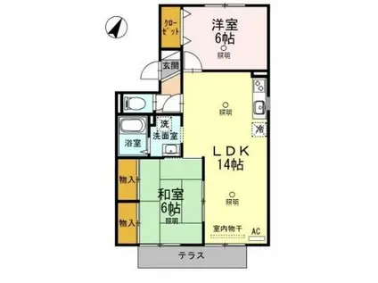 ルレーブ・KB棟(2LDK/1階)の間取り写真