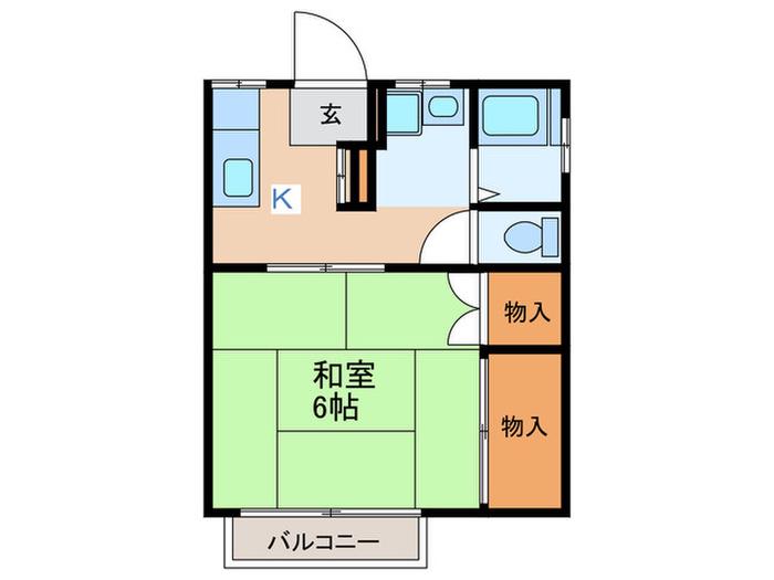 ハイム長谷川(1K/2階)の間取り写真