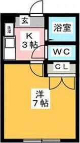 西岡崎フロイデ(1K/1階)の間取り写真