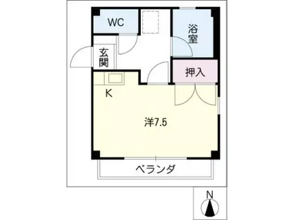 オーツゥ第一ビル(1K/2階)の間取り写真