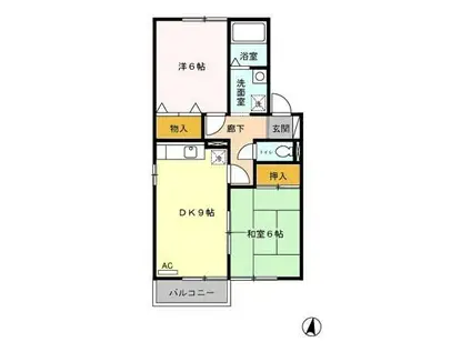 セジュール三日月B(2DK/2階)の間取り写真