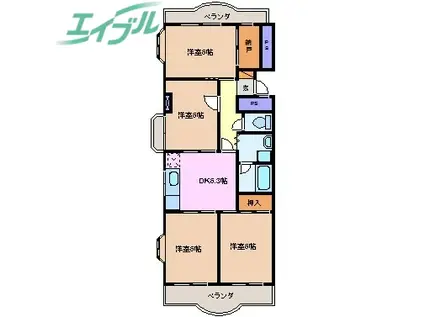 ロイヤルサイキ(4DK/6階)の間取り写真