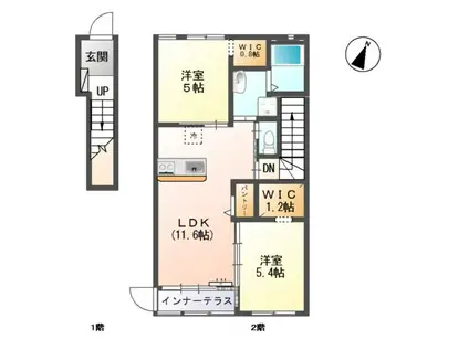 ヴェール・ジャルダンII(2LDK/2階)の間取り写真