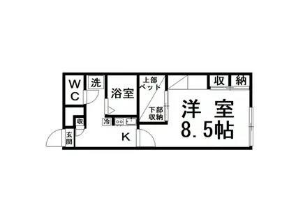 レオパレスふみぞの(1K/1階)の間取り写真