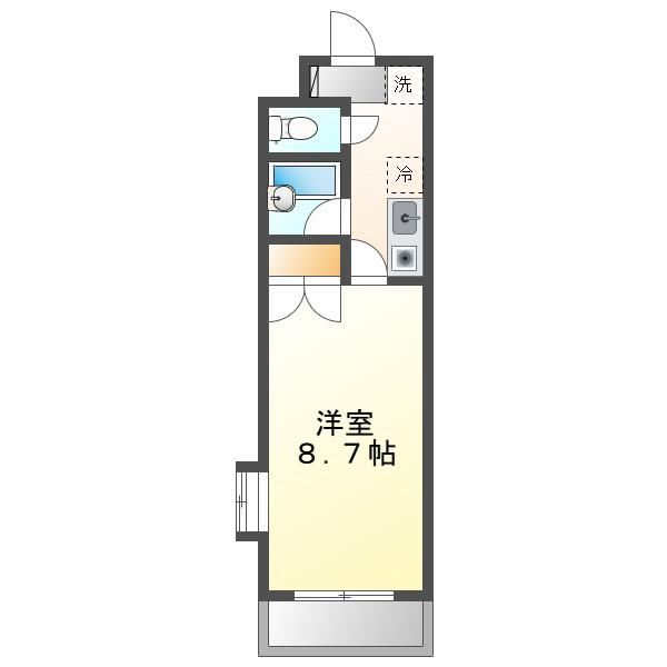 レジデンスK(1K/2階)の間取り写真