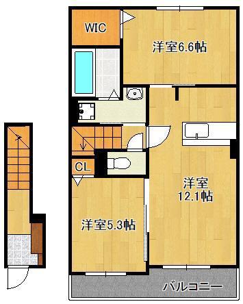 ラ・カーサ(2LDK/2階)の間取り写真