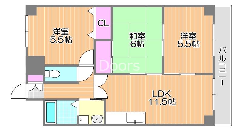 イルサローネ(3LDK/5階)の間取り写真