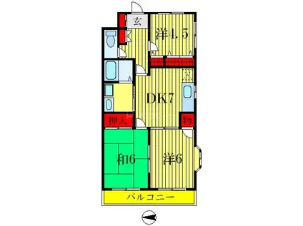 ベルコリーヌ西水元(3DK/4階)の間取り写真