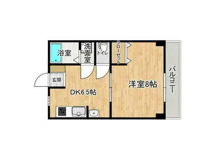 コスモ一宮(1DK/3階)の間取り写真