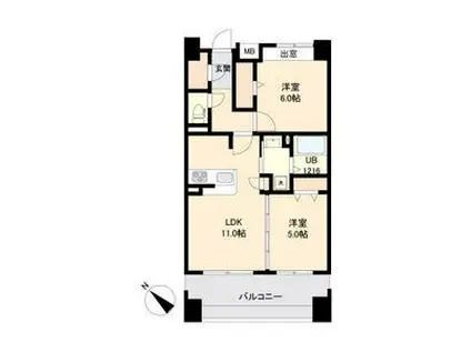 プライムアーバン長町一丁目(2LDK/6階)の間取り写真