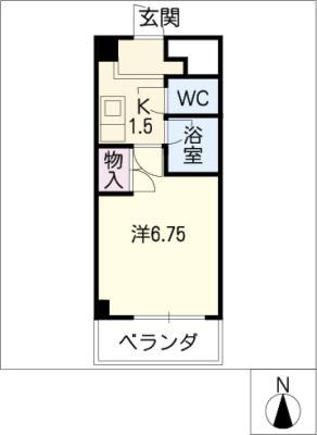 グレイス国府宮(1K/4階)の間取り写真