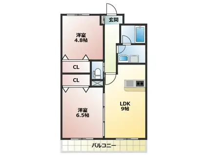 シャングリア丸太(2LDK/2階)の間取り写真