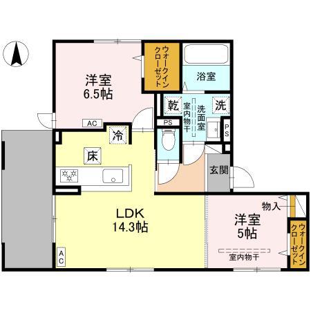 D-RESIDENCE高槻市下田部B(2LDK/3階)の間取り写真