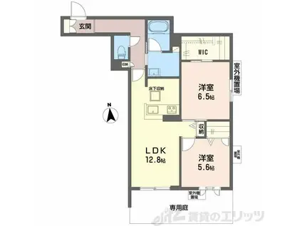 カーメスト プレイス(2LDK/1階)の間取り写真