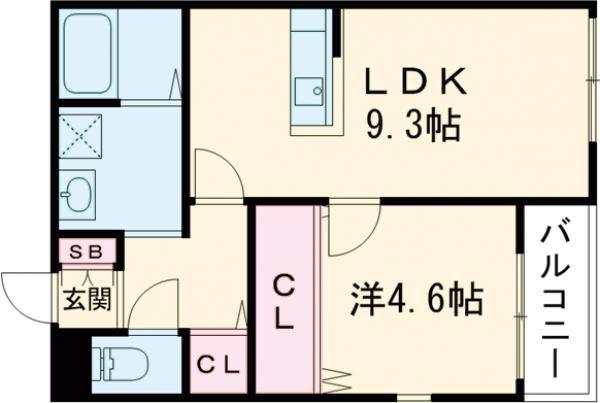 BLUE GRASS(1LDK/3階)の間取り写真