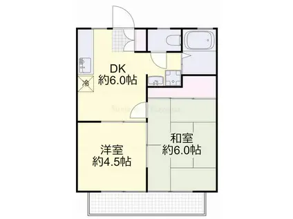 松田コーポB(2DK/2階)の間取り写真