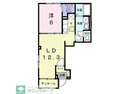 ドルチェビータ III(1LDK/1階)の間取り写真