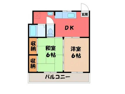 西町ハイツ 2号棟(2DK/2階)の間取り写真