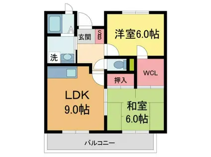 ウィンディヒルズ宝塚(2LDK/2階)の間取り写真