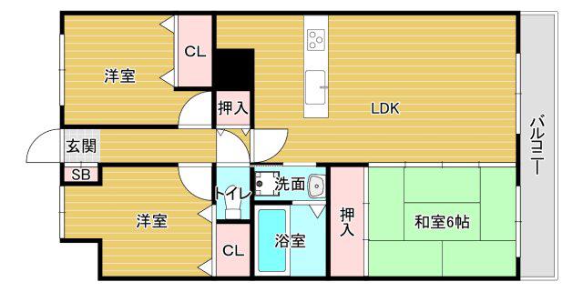 レジデンス赤阪(3LDK/3階)の間取り写真