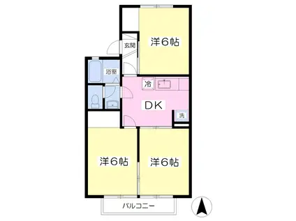 サニースクエアA棟(3DK/1階)の間取り写真