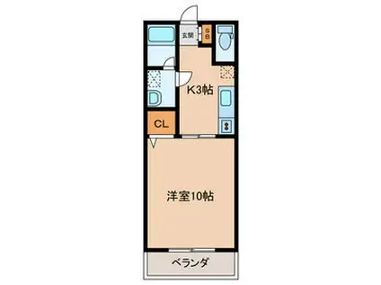 ミルーム津福(1K/1階)の間取り写真