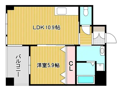 アーリントン(1LDK/7階)の間取り写真