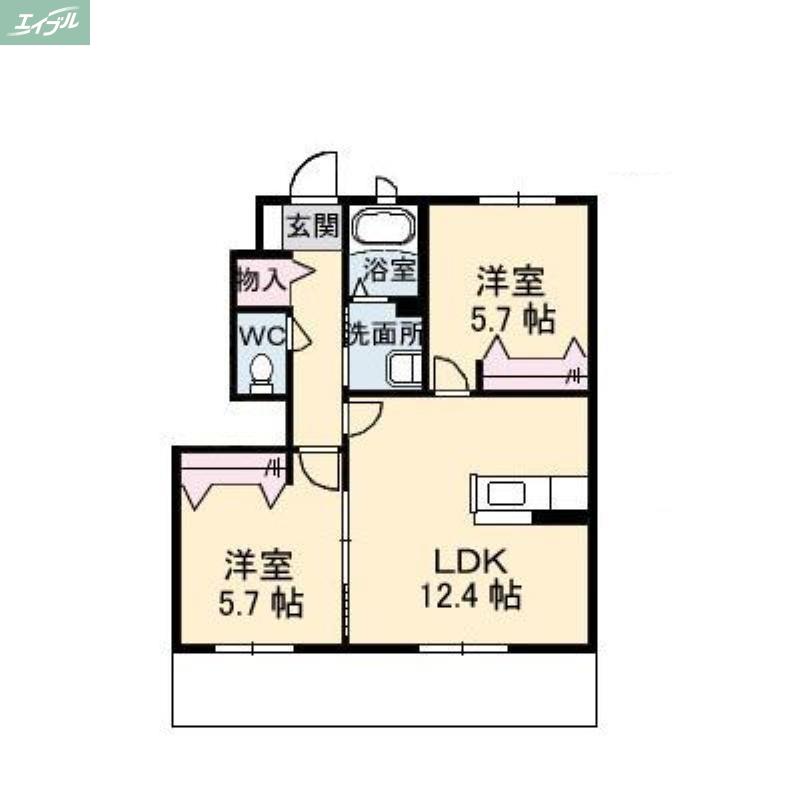 シエロ セレーノA棟(2LDK/1階)の間取り写真