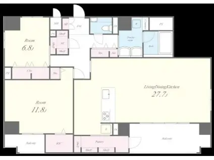 GEMINOS CHIGASAKI(2LDK/10階)の間取り写真