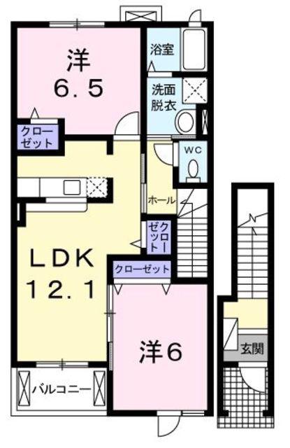 リリーフレジデンス(2LDK/2階)の間取り写真