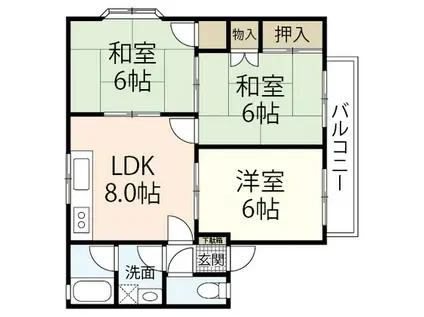 ハイツ石川(3LDK/2階)の間取り写真