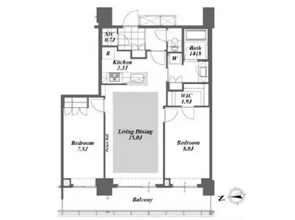 BRILLIA IST TOWER 勝どき(2LDK/39階)の間取り写真