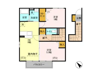 グランポルテ美園A(2DK/2階)の間取り写真