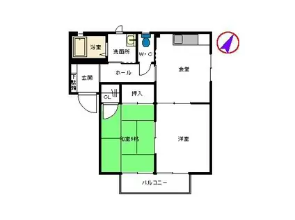 フォーレス華  B棟(2DK/1階)の間取り写真