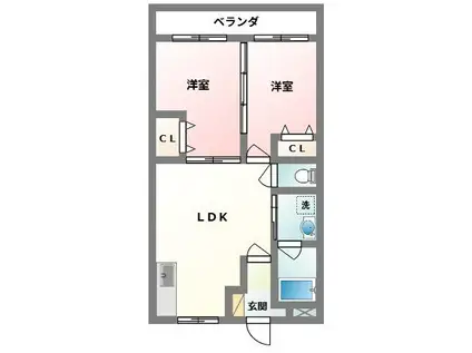グランディール(2LDK/5階)の間取り写真
