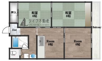 弥生マンション(3DK/2階)の間取り写真
