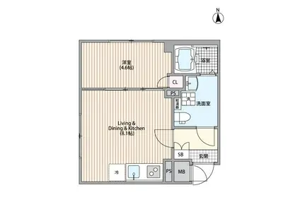 エルファーロ旗の台(1LDK/4階)の間取り写真