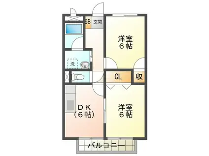 SURPLUSモンパルナス(2DK/2階)の間取り写真