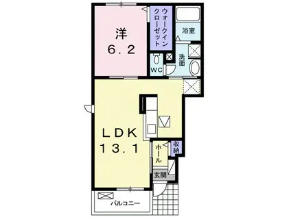 ボヌール岩橋 I(1LDK/1階)の間取り写真