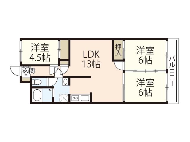 ヘルックワセダ(3LDK/4階)の間取り写真