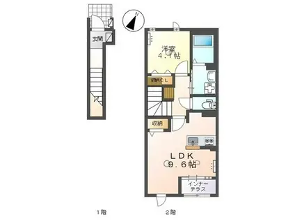 コンフォルト インテルノ(1LDK/2階)の間取り写真