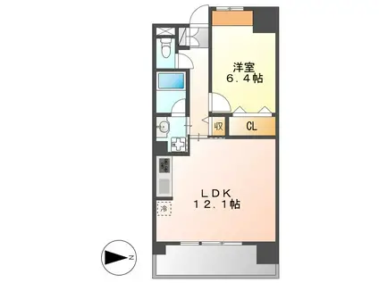 ヴェネチアプリモ(1LDK/8階)の間取り写真