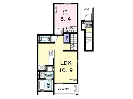 ブランシュシュ(1LDK/2階)の間取り写真
