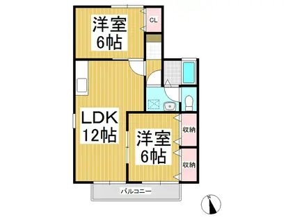 セジュール8タナカB(2LDK/2階)の間取り写真