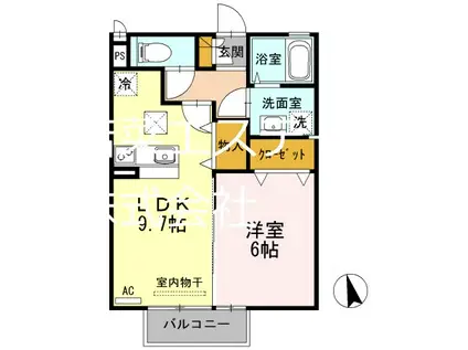 アヴリル(1LDK/1階)の間取り写真