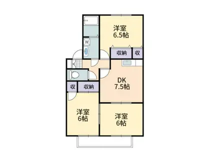 リヴェールB(3DK/2階)の間取り写真