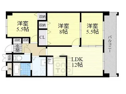 パークハイツアイリス1号館(3LDK/4階)の間取り写真